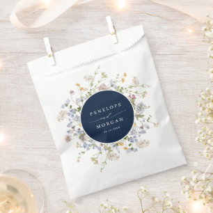 Navy Spring Wildflower Meadow Garden Wedding  Favour Bag