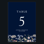 Navy Spring Wildflower Meadow Garden Wedding  Table Number<br><div class="desc">Capture the beauty of nature on your special day with our exquisite wildflower watercolor wedding table number. Elegant, unique, and blooming with love. Use the text fields to personalize your design with your own wording and details. If you want to change the font style, colour or text placement, simply click...</div>