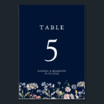 Navy Spring Wildflower Meadow Garden Wedding  Table Number<br><div class="desc">Capture the beauty of nature on your special day with our exquisite wildflower watercolor wedding table number. Elegant, unique, and blooming with love. Use the text fields to personalize your design with your own wording and details. If you want to change the font style, colour or text placement, simply click...</div>
