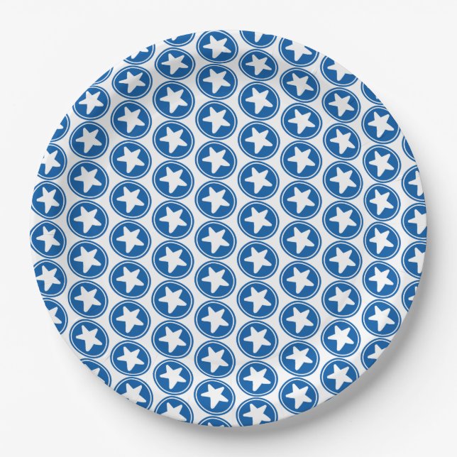 Navy Star Pattern - Patriotic / 4th of July Party Paper Plate (Front)