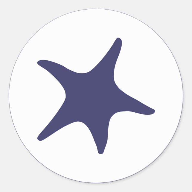 Navy Starfish Classic Round Sticker (Front)
