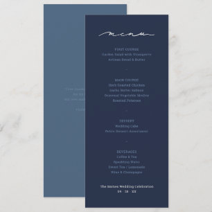 Navy & Steel Blue Hand Lettered Script Wedding Menu