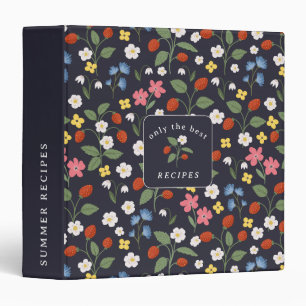 Navy Strawberry pattern recipes Binder