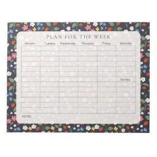 Navy Strawberry Tearaway Weekly Planner Notepad