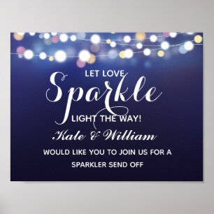 Navy String of lights sparkler send off wedding 1 Poster