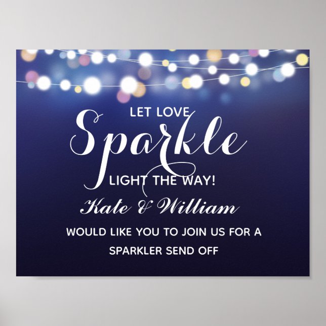 Navy String of lights sparkler send off wedding 1 Poster (Front)
