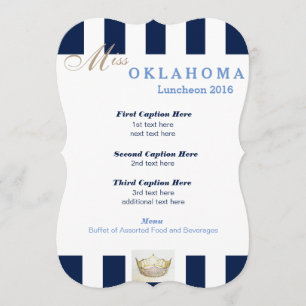 Navy Stripe Pageant Luncheon Program Card