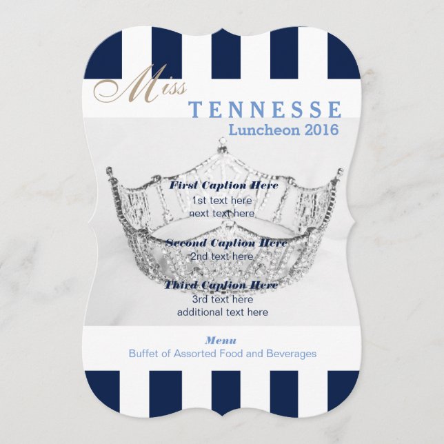 Navy Stripe Pageant Luncheon Program Card (Front)