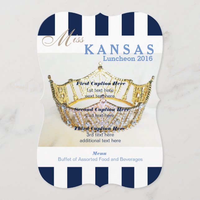 Navy Stripe Pageant Luncheon Program Card (Front)