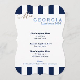 Navy Stripe Pageant Luncheon Program Card