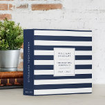 Navy Stripe Personalized Homeschool Portfolio Binder<br><div class="desc">Organize your homeschool class materials in this nautical chic personalized binder. Design features wide navy and white stripes with a solid navy blue spine and classic lettering. Personalize the front with three lines of custom text (shown with family name, "homeschool portfolio" and the academic year), and customize the spine with...</div>