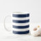 Navy Stripe & Pink Peony Personalized Mug