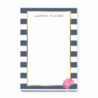 Navy Stripe & Pink Peony Personalized