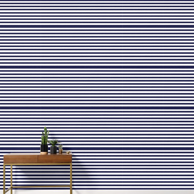 Navy Stripe Wallpaper (Hallway)