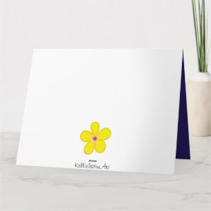 Navy Striped Bright Yellow Art Flower Card
