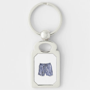 Navy Striped Vintage Swim Trunks Keychain