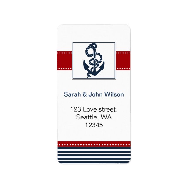 navy stripes, anchor, nautical wedding labels (Front)