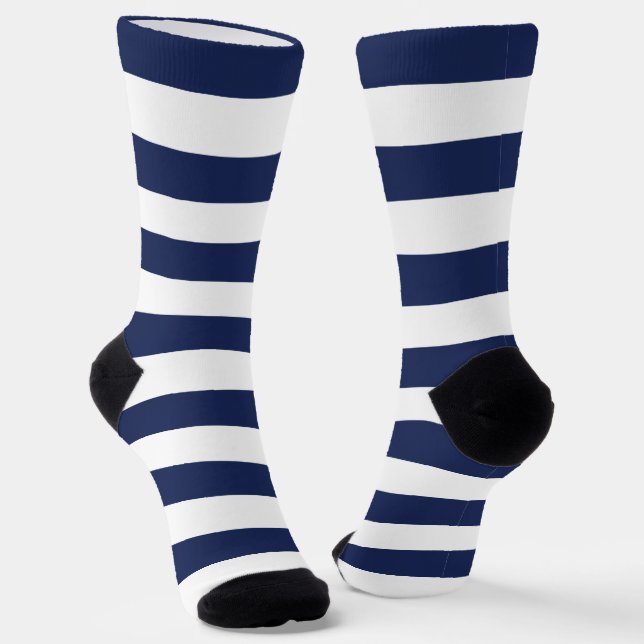 Navy Stripes Crew Socks (Angled)