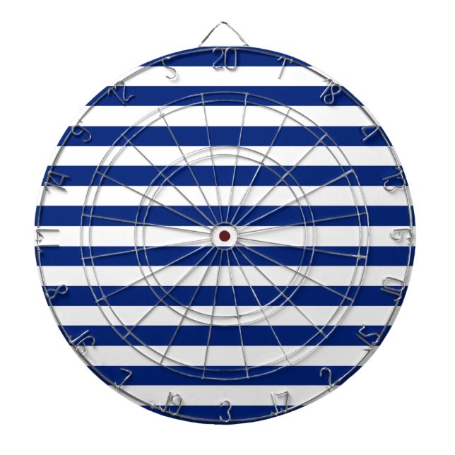 Navy Stripes Nautical Decor Dartboard (Front)