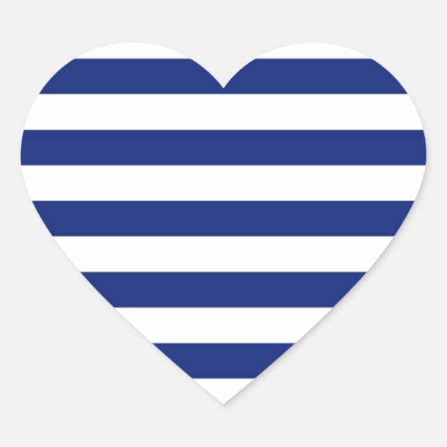 Navy Stripes Nautical Decor Heart Sticker (Front)