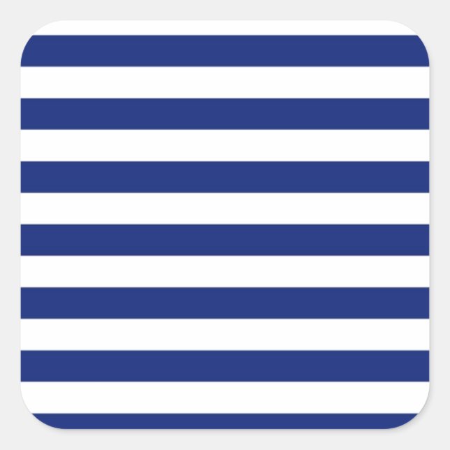 Navy Stripes Nautical Decor Square Sticker (Front)