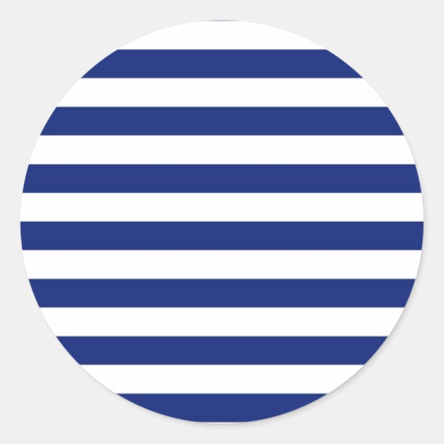 Navy Stripes Nautical Pattern Classic Round Sticker (Front)