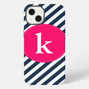 Navy Stripes Pattern Monogram iPad Mini Case