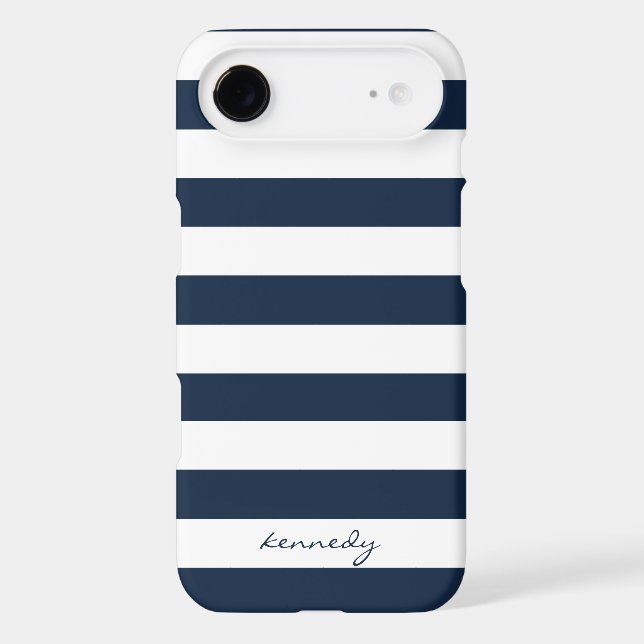 Navy Stripes Pattern Personalized iPhone 6 case (Back)