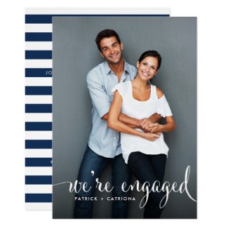 Navy Stripes | Photo Engagement Party Invitation