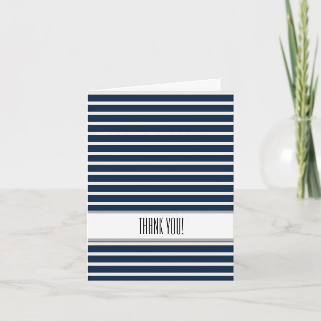 Navy Stripes Thank You Card (Front)