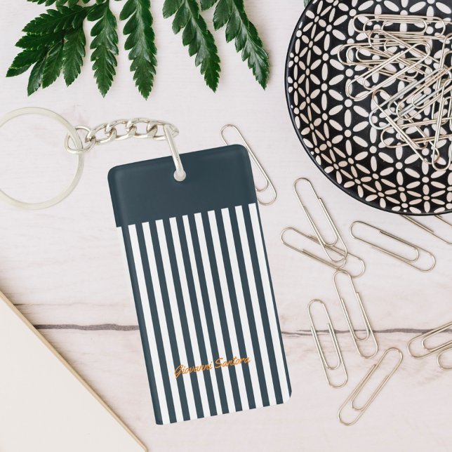 Navy Stripes | The Modern Gentleman's Monogram Keychain (Creator Uploaded)