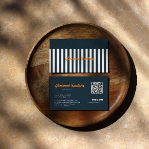 Navy Stripes The Modern Gentleman's QR Code Business Card
