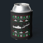 Navy Submarine Submariner Ugly Christmas Sweater Can Cooler<br><div class="desc">Navy Submarine Submariner Ugly Christmas Sweater</div>