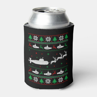 Navy Submarine Submariner Ugly Christmas Sweater Can Cooler