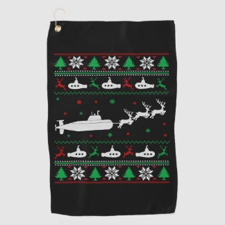 Navy Submarine Submariner Ugly Christmas Sweater Golf Towel