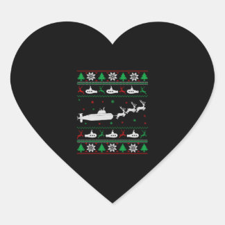 Navy Submarine Submariner Ugly Christmas Sweater Heart Sticker