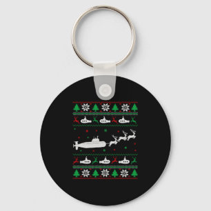 Navy Submarine Submariner Ugly Christmas Sweater Keychain