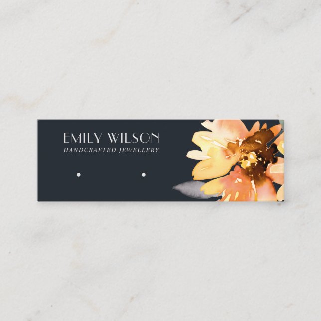 NAVY SUNFLOWER AUTUMN STUD EARRING DISPLAY CARD (Front)