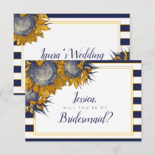 Navy Sunflower Bridesmaid Card