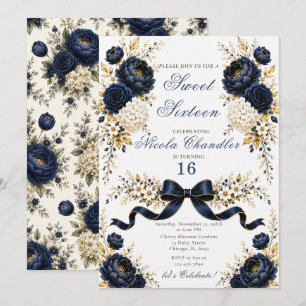 Navy Sweet Sixteen Invitation