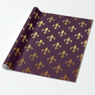 Navy Symbol Florence Burgunde Plum Golden Foil Wrapping Paper