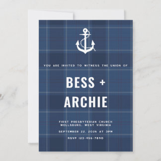 Navy Tartan Invitation