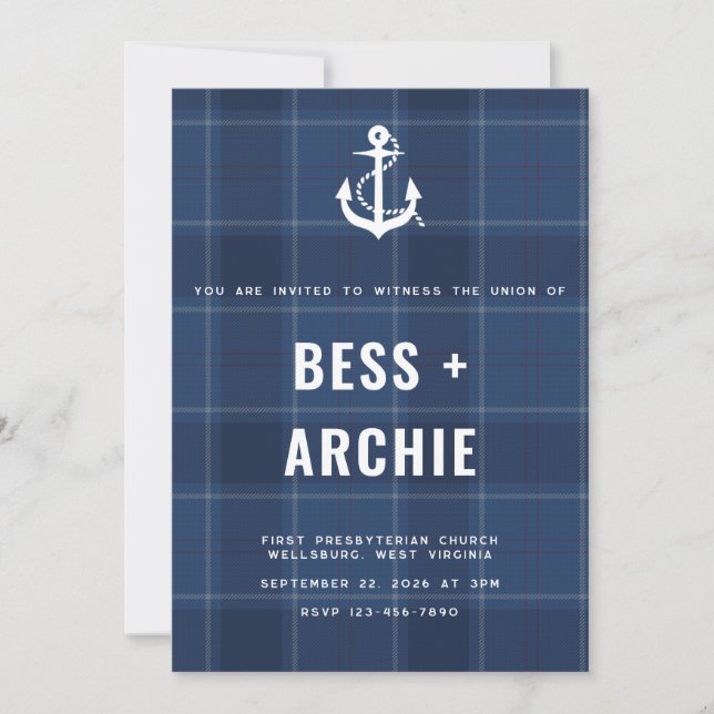 Navy Tartan Invitation (Front)