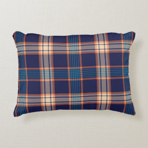 Navy tartan plaid pattern accent pillow