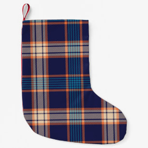 Navy tartan plaid pattern small christmas stocking