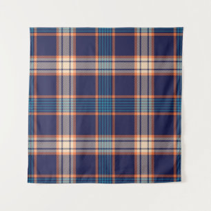 Navy tartan plaid pattern tapestry