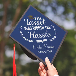 Navy Tassel Worth The Hassle Graduation Cap Topper