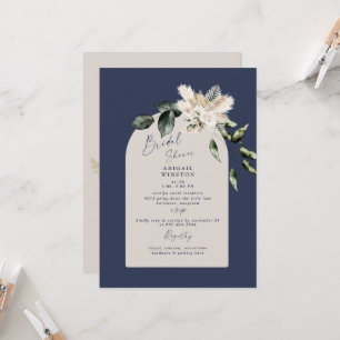 Navy & Taupe Pampas  Boho Bridal Shower Invitation