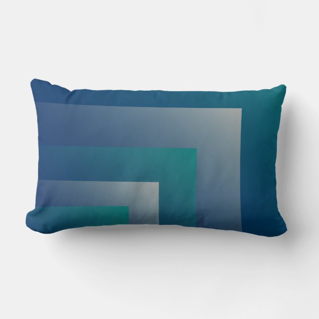 Navy teal grey lumbar pillow (Front)