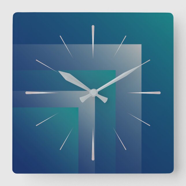 Navy teal grey square wall clock (Front)